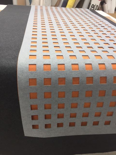 Laser Cut Felt Panels - Orange and Grey Squares